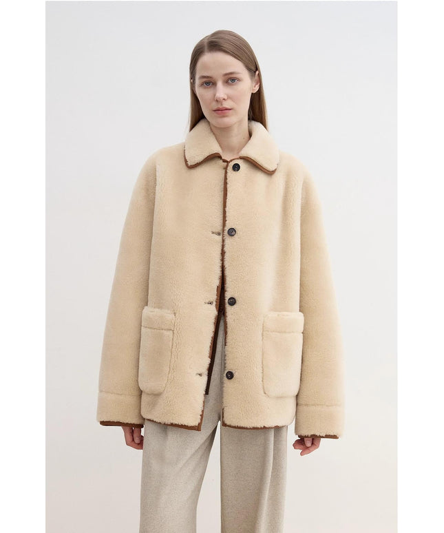 "Winter Concerto" Lapel Wool Artificial Compound Suede Vintage