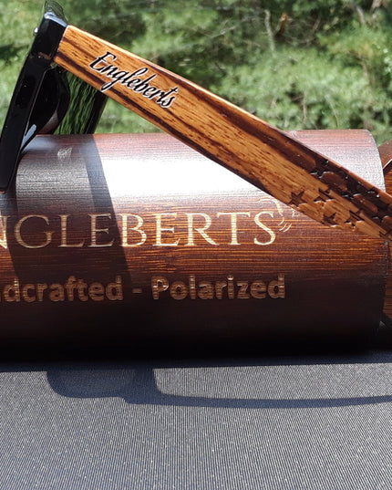Zebrawood Sunglasses, Stars and Bars With Wooden Case, Polarized,