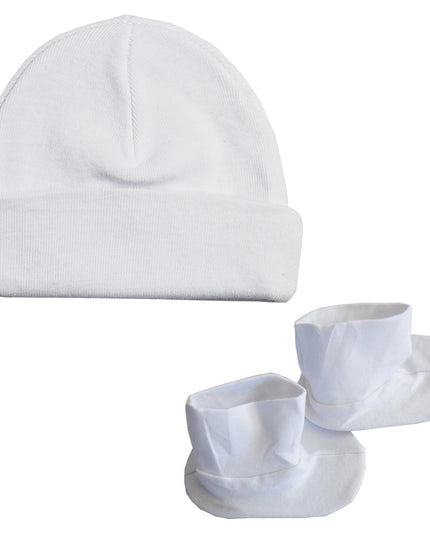 Bambini Cap & Bootie Set - White