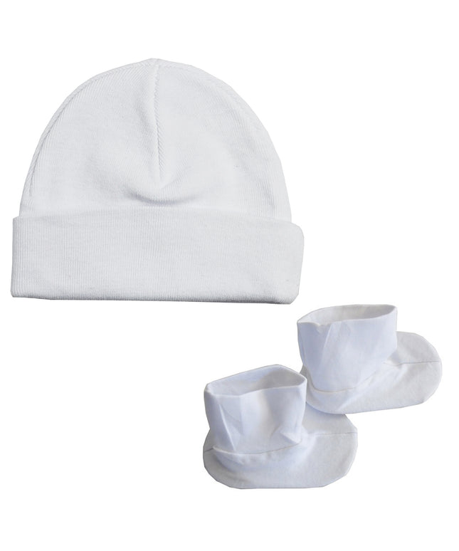 Bambini Cap & Bootie Set - White