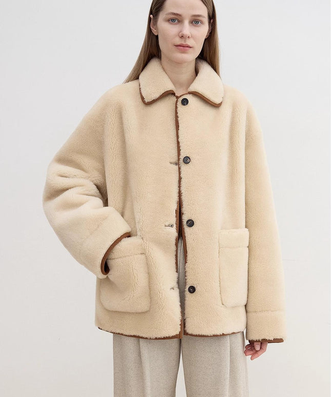 "Winter Concerto" Lapel Wool Artificial Compound Suede Vintage