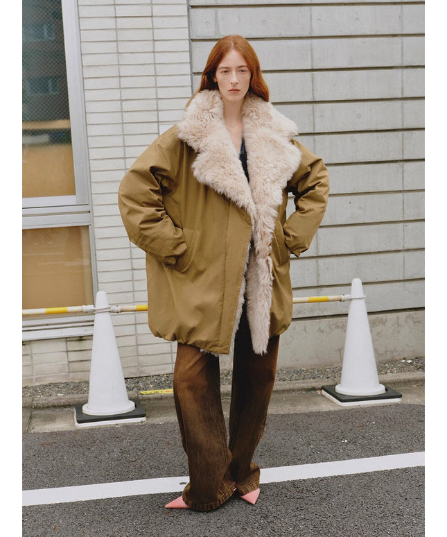 "Modern Introduction" detachable toka fur collar fur coat silhouette