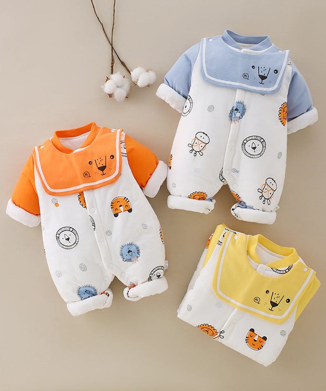 SnuggleZoo™ – Thick Winter Baby Onesie with Animal Print