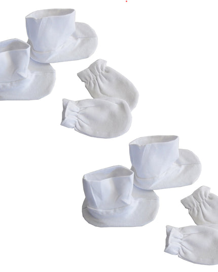 Bambini Infant Booties & Mitten Set White (Pack of 2)