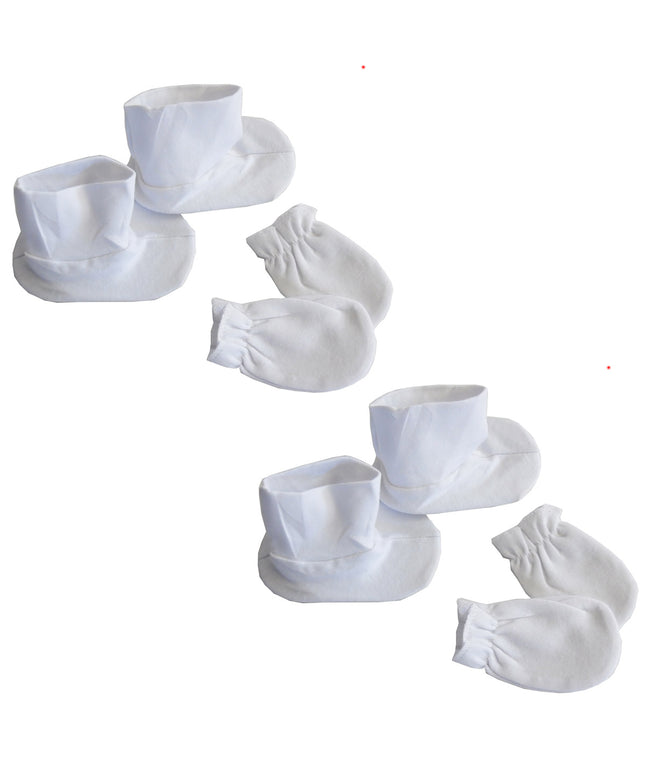 Bambini Infant Booties & Mitten Set White (Pack of 2)
