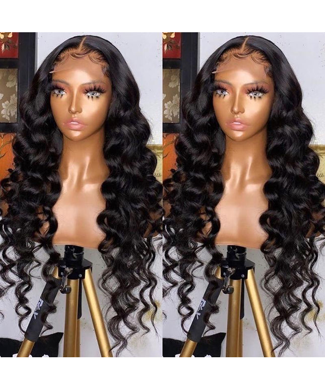 180% Density Full 4x4 Transparent Lace Front Loose Wave Human Hair Wig