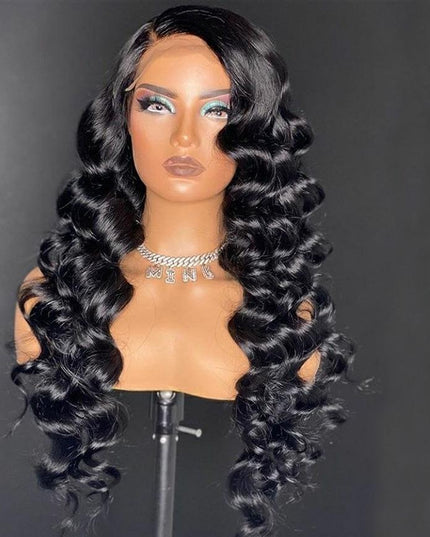 180% Density Full 4x4 Transparent Lace Front Loose Wave Human Hair Wig