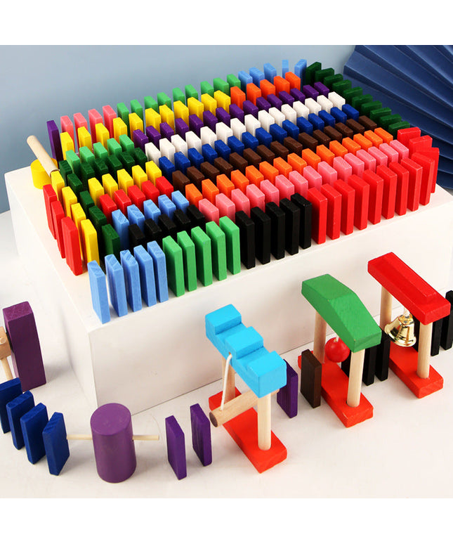 Wooden Domino Blocks Building Toy Kits Color Sort Rainbow