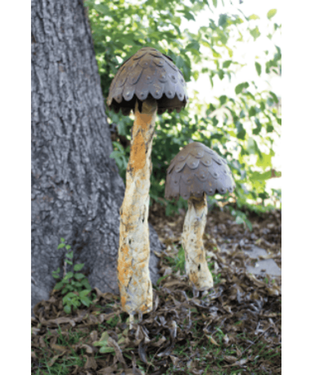Rustic Metal Mushroom Yard Stake Set