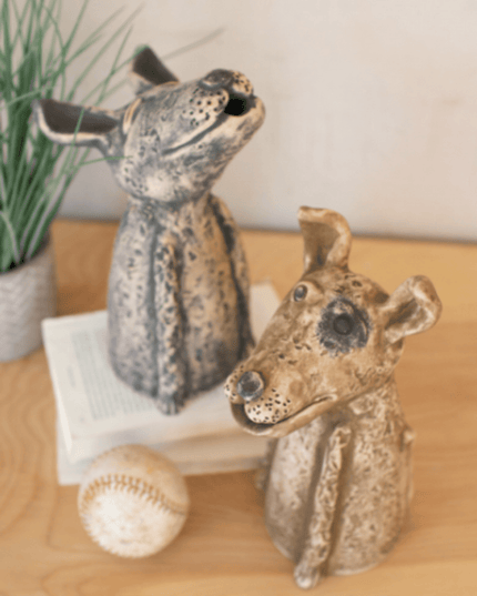 Charming Set Of Two Singing Clay Dogs