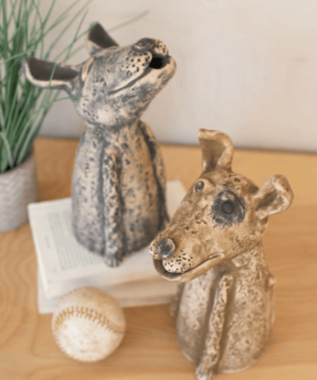 Charming Set Of Two Singing Clay Dogs