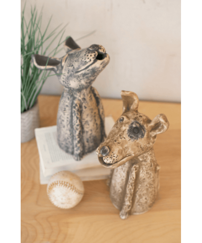 Charming Set Of Two Singing Clay Dogs
