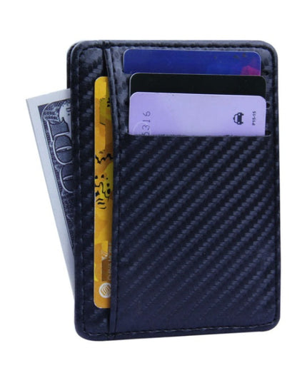 New Fashion Pu Leather Carbon Fiber Wallet Mini Slim Wallets Business