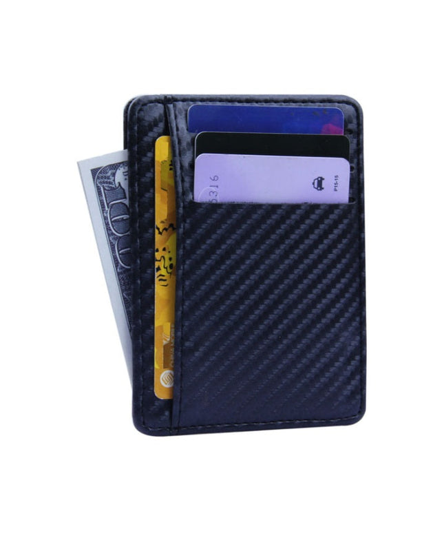 New Fashion Pu Leather Carbon Fiber Wallet Mini Slim Wallets Business