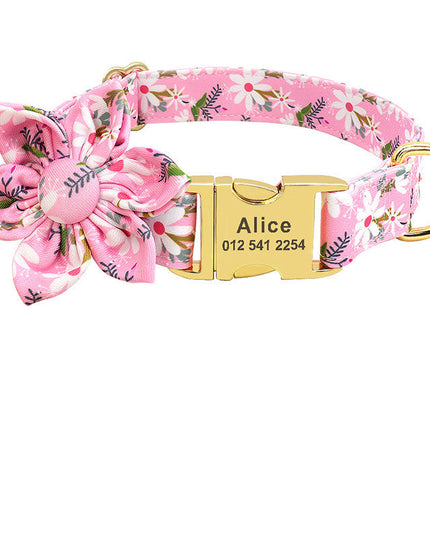 PawPrints™ – Personalized Dog Collar with Removable Flower