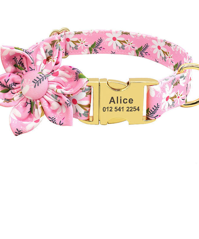 PawPrints™ – Personalized Dog Collar with Removable Flower