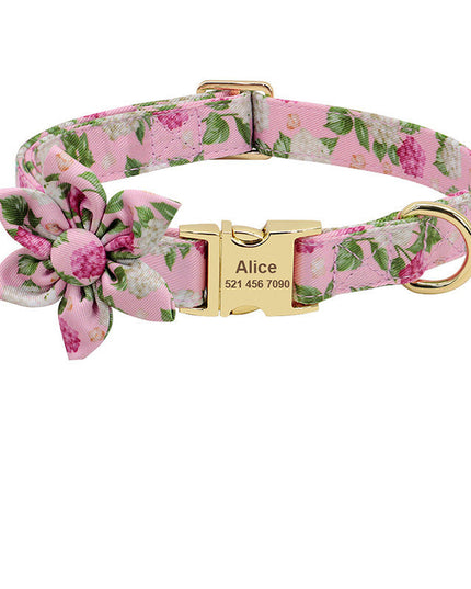 PawPrints™ – Personalized Dog Collar with Removable Flower