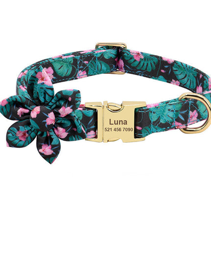 PawPrints™ – Personalized Dog Collar with Removable Flower
