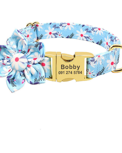 PawPrints™ – Personalized Dog Collar with Removable Flower