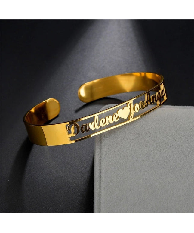LuxeJewels™ – Custom Name Cuff Bracelet (Stainless Steel)