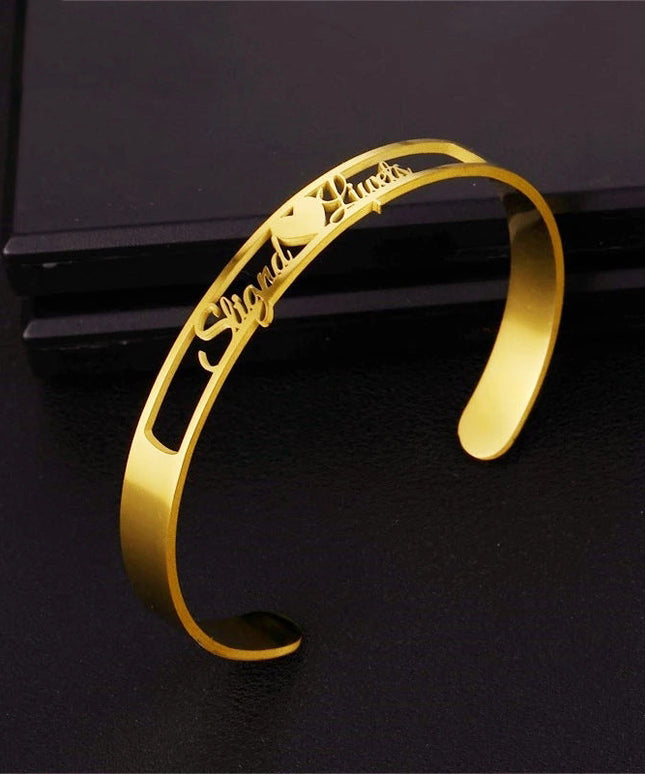 LuxeJewels™ – Custom Name Cuff Bracelet (Stainless Steel)