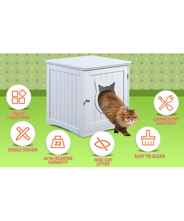 Cat House Side Table, Nightstand Pet House, Litter Box Enclosure