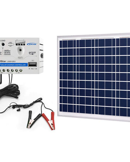 ACOPOWER 50W 12V Solar Charger Kit, 10A Charge Controller with