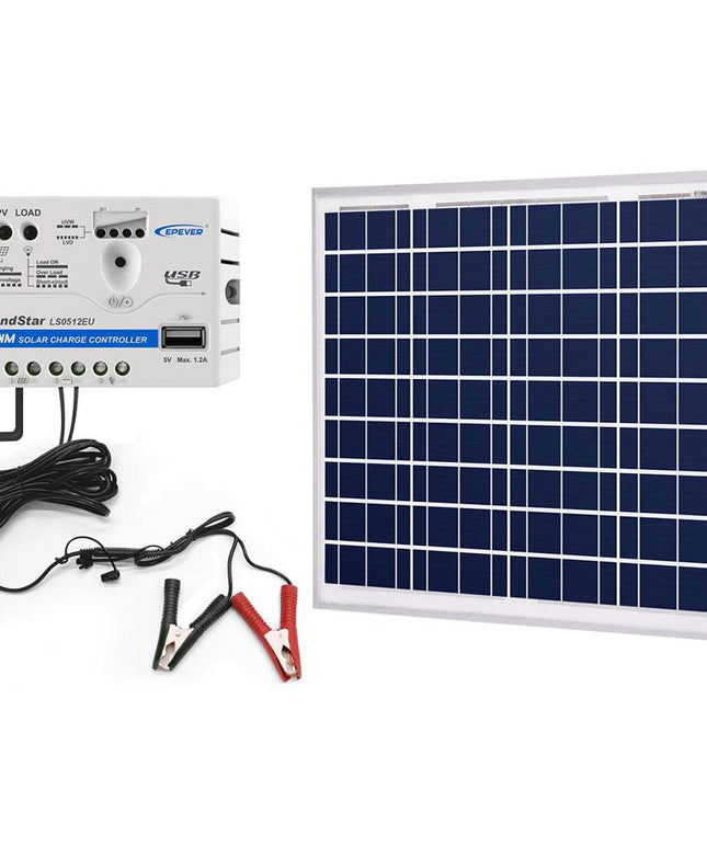 ACOPOWER 50W 12V Solar Charger Kit, 10A Charge Controller with