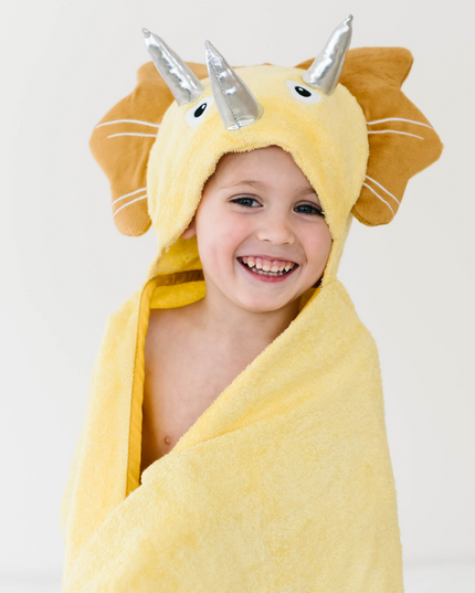 Toddler Hooded Towel Yellow Dinosaur