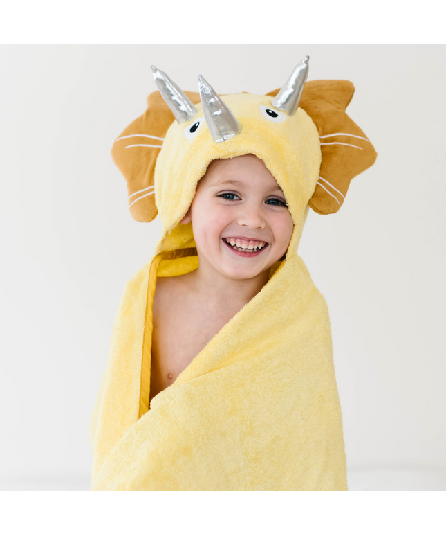 Toddler Hooded Towel Yellow Dinosaur