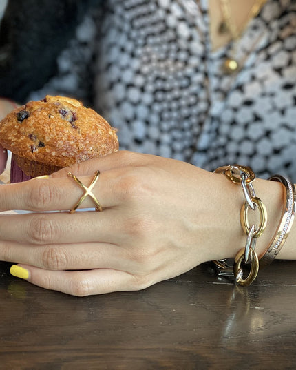 Gold Skinny Crisscross Band Ring