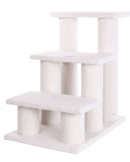 Real Wood 3-Step Pet Stairs Ramp for Dogs and Cats - 25 Inch Climber