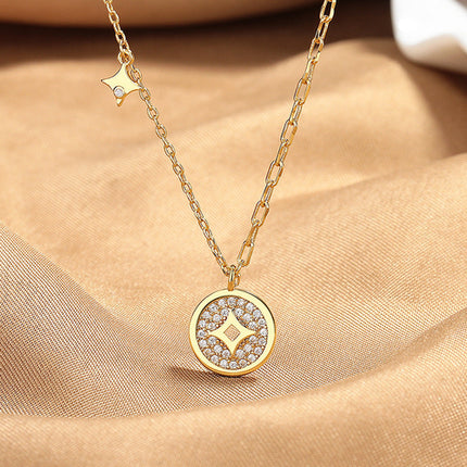 A Light Luxury Copper Coin New Chinese-Style Necklace