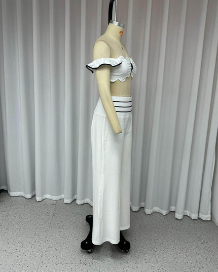 Women's Fashion Casual Off-shoulder Solid Color Two-piece Set