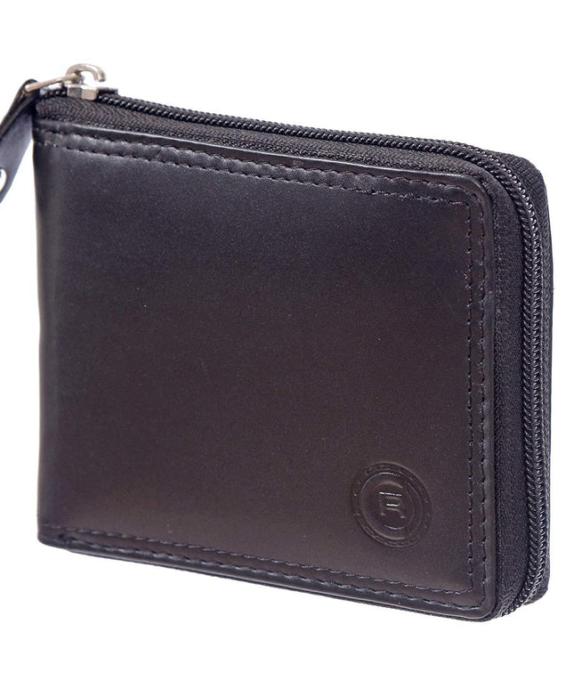 Men's Leather Zip Around Billfold Wallet