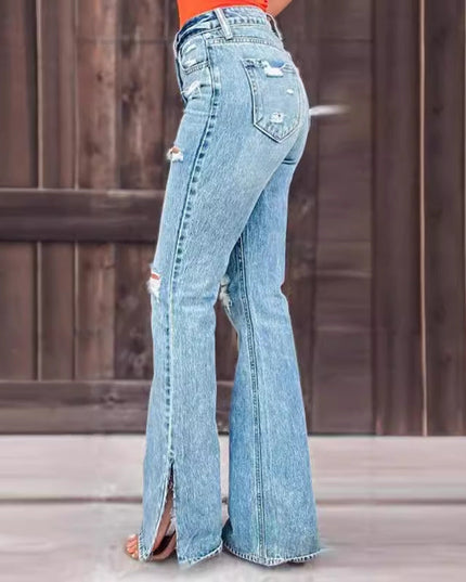 25 Edition – High Waist Ripped Split Stretch Jeans for Women