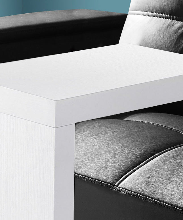 11.5" x 18" x 24" White Hollow Core Particle Board  Accent Table