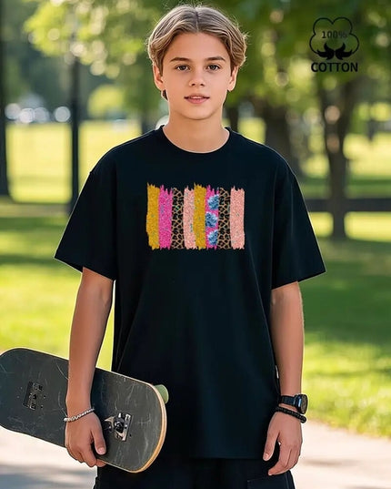 Men Simple Printed Short-Sleeved Shirt