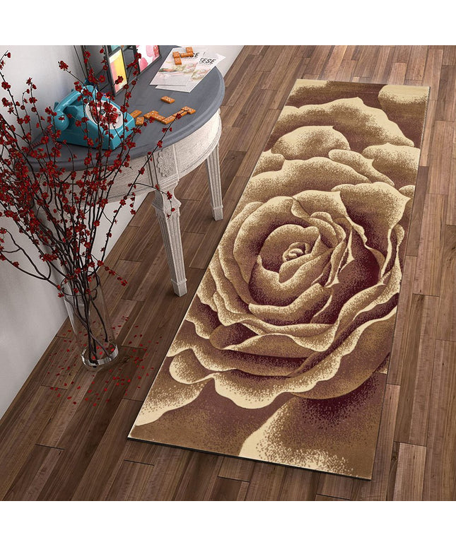 2' X 8' Ivory Floral Runner Rug
