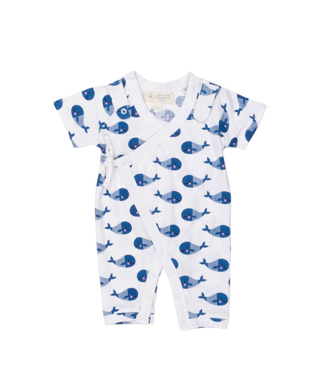 Smart Short Sleeve Kimono Blue Whale Romper