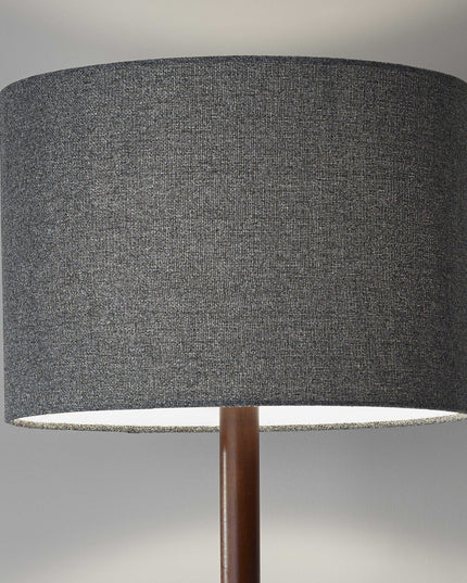 59" Natural Solid Wood Floor Lamp With White Linen Drum Shade