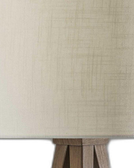 26" Brown And White Tripod Floor Lamp With Brown Linen Drum Shade