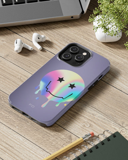 Happy Face with Stars Tough Case for iPhone with Wireless Charging