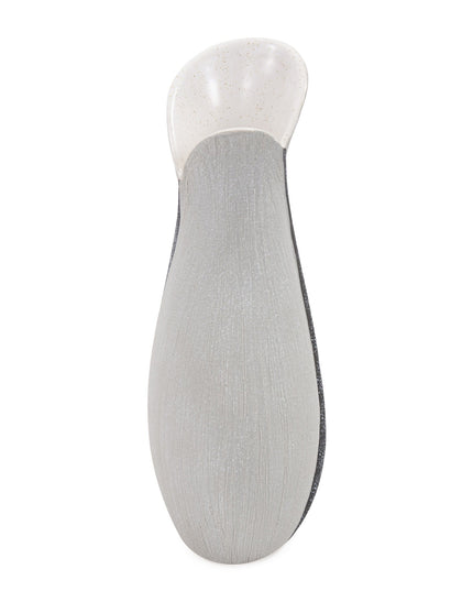 10" Gray and Off White Tulip Ceramic Table Vase With Sequins