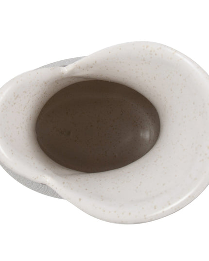 10" Gray and Off White Tulip Ceramic Table Vase With Sequins