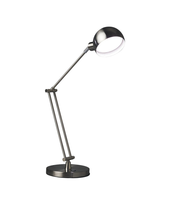 18" Nickel Metal Adjustable Swing Arm LED Desk Lamp With USB