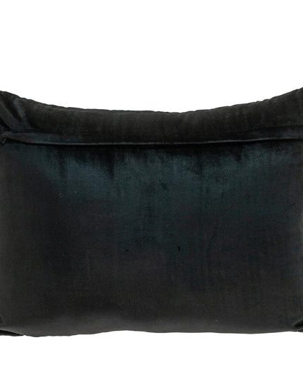 Black Quilted Velvet Zig Zag Decorative Lumbar Pillow