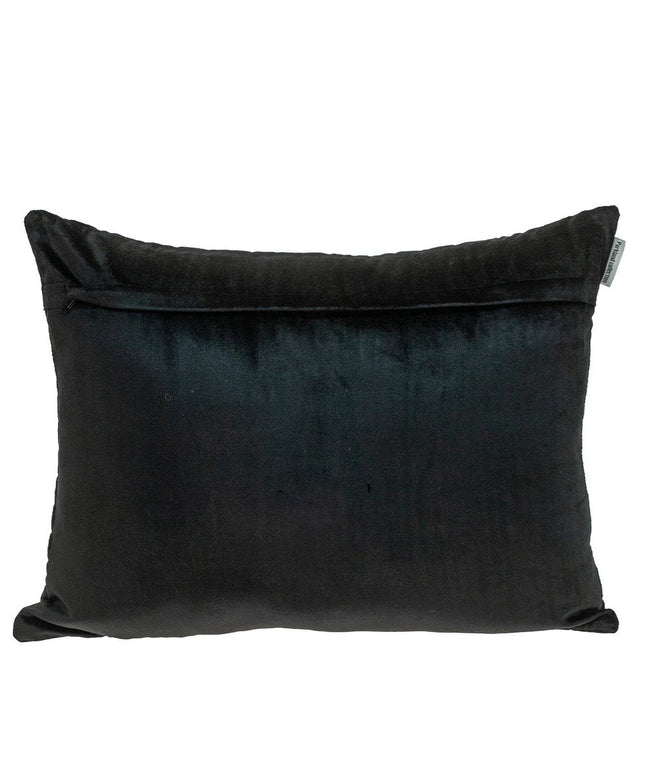 Black Quilted Velvet Zig Zag Decorative Lumbar Pillow