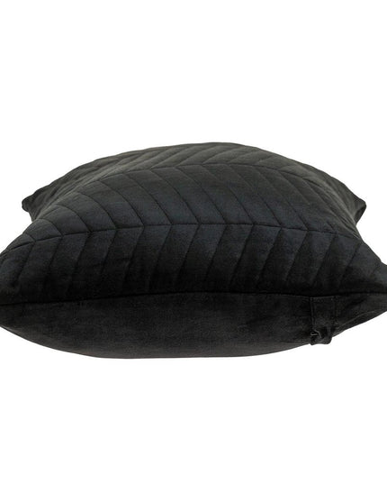 Black Quilted Velvet Zig Zag Decorative Lumbar Pillow