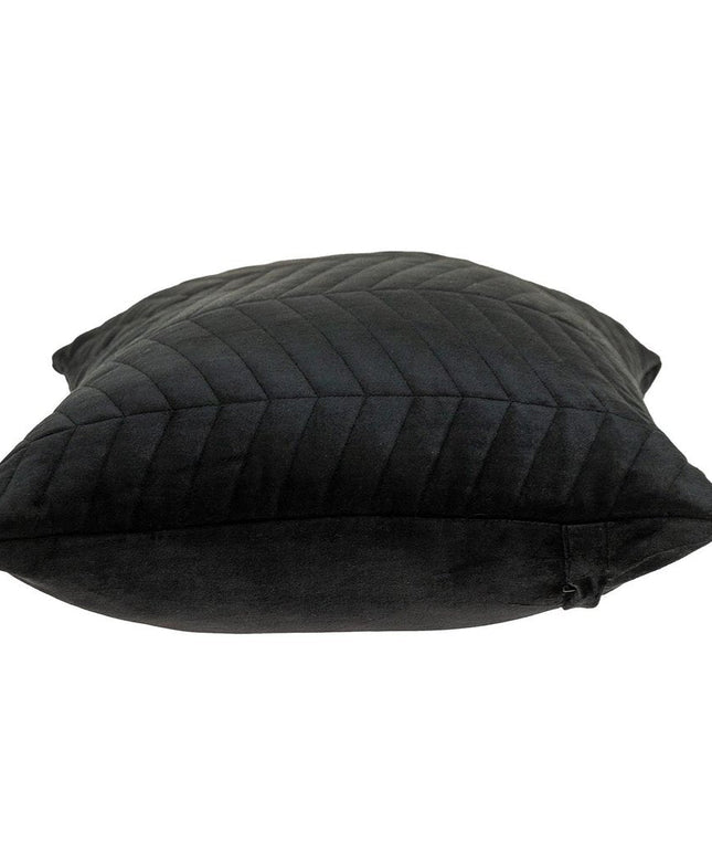 Black Quilted Velvet Zig Zag Decorative Lumbar Pillow